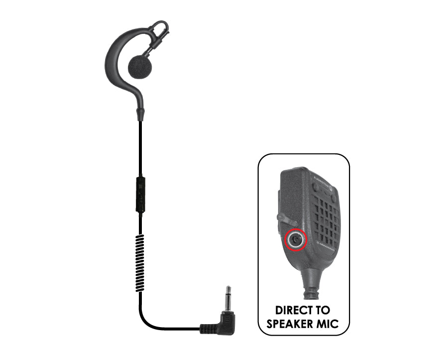 Rabbit Traditional Earhook Listen Only Earpiece - Short Cable 3.5mm and 2.5mm - The Earphone Guy