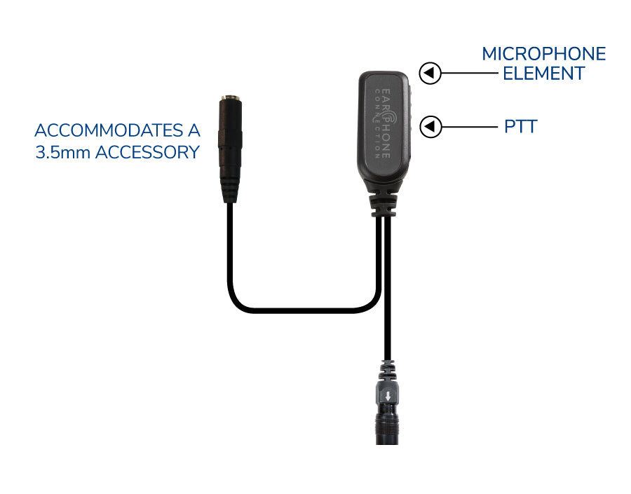 Hawk Lapel Microphone with Tactical PTT and 3.5MM Female Adapter fits Motorola APX/TRBO