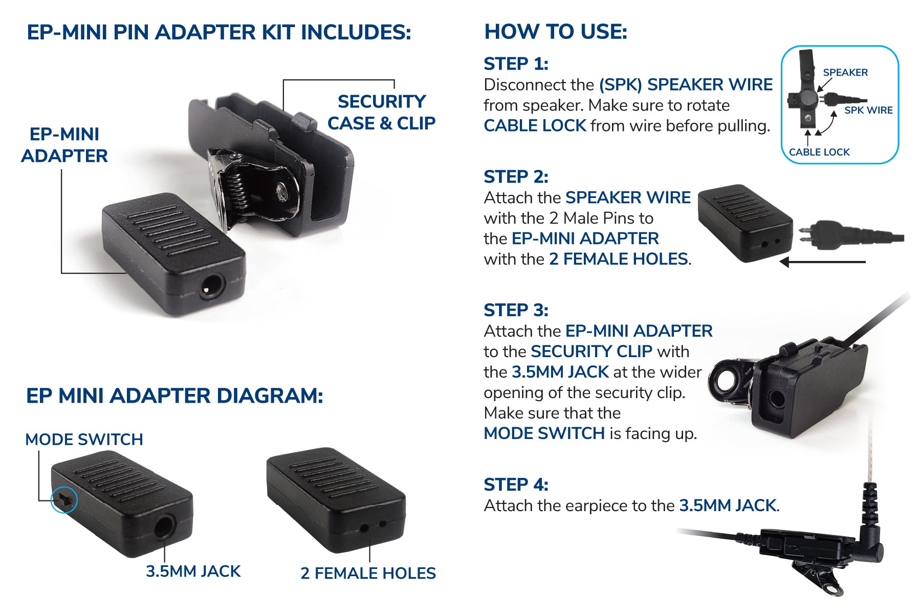 EP-Mini Adapter - Converts Your Acoustic Tube to Tubeless - The Earphone Guy LLC