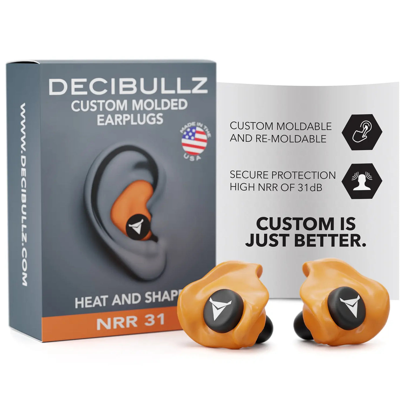 Custom Moldable 31dB Ear Plugs by Decibullz - The Earphone Guy