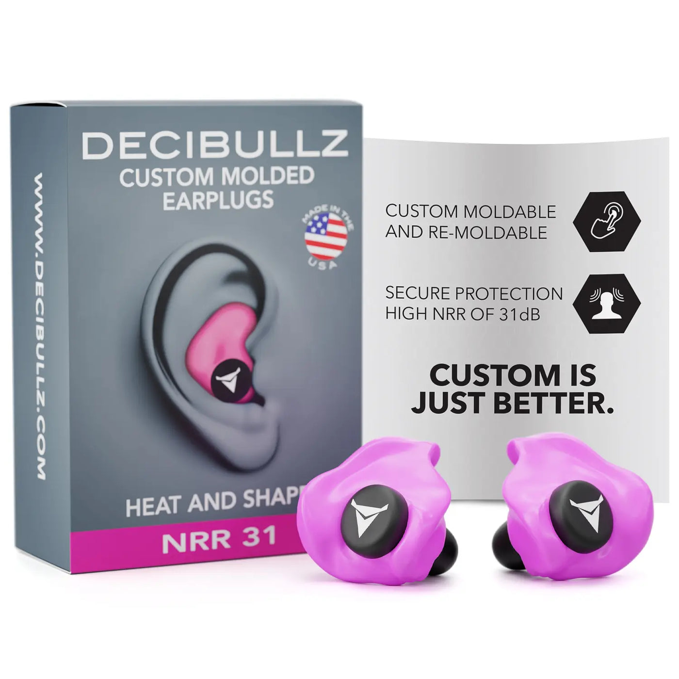 Custom Moldable 31dB Ear Plugs by Decibullz - The Earphone Guy