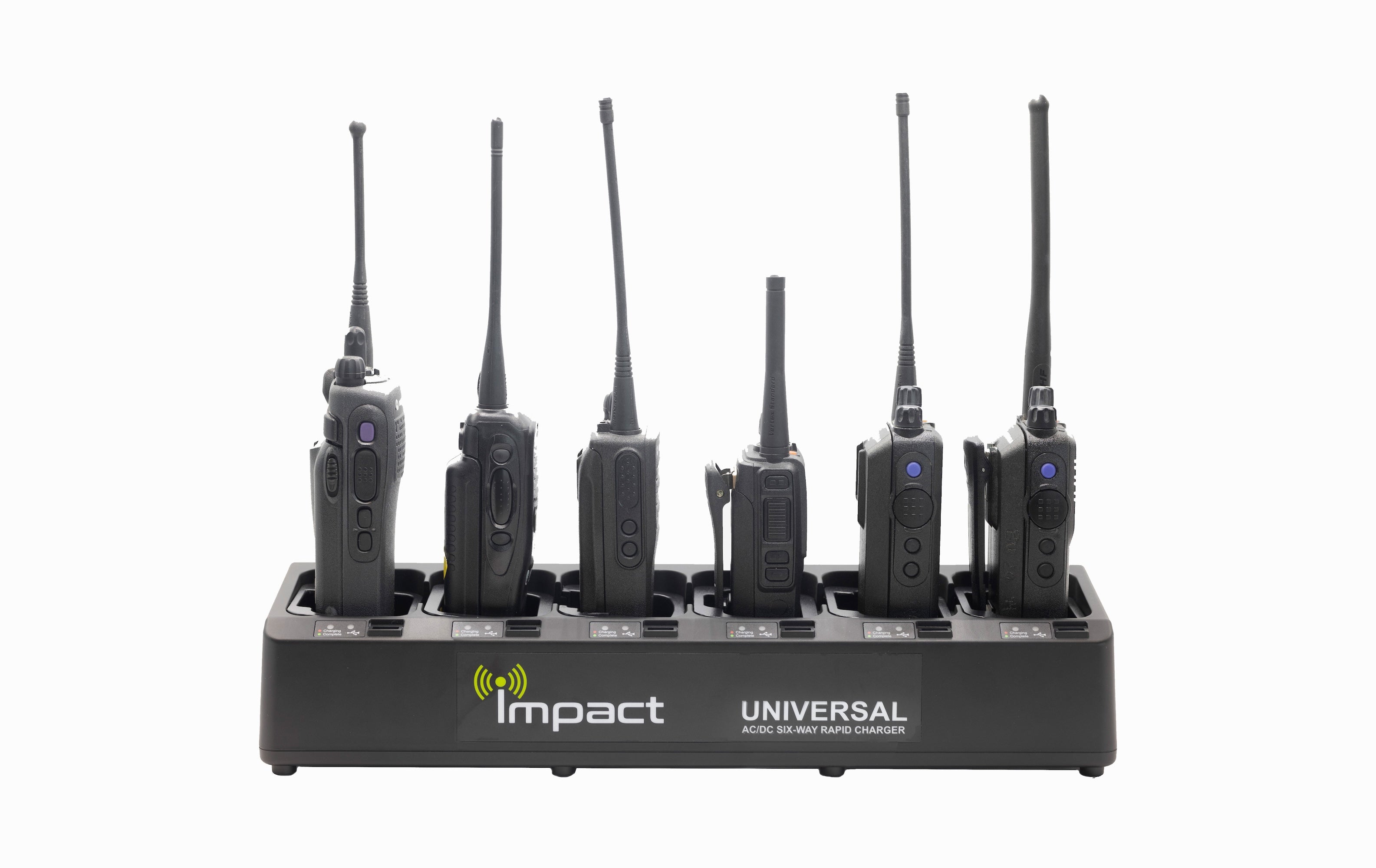 Impact 6 Bank Universal Rapid Two-Way Radio Battery Charger With USB IMPC-6AC/DC - The Earphone Guy