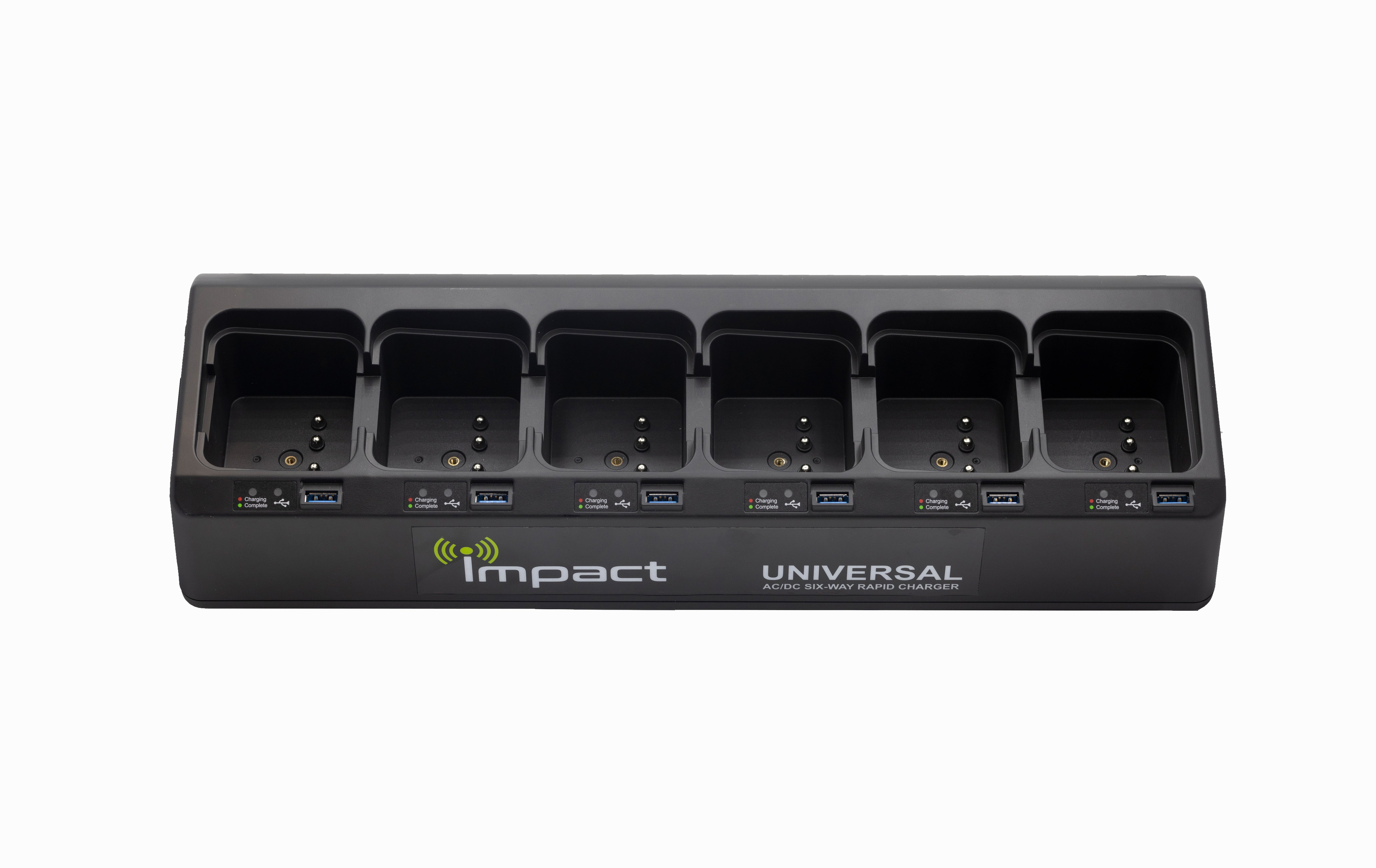 Impact 6 Bank Universal Rapid Two-Way Radio Battery Charger With USB IMPC-6AC/DC - The Earphone Guy