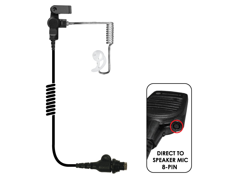EP-RLN 8 PIN Fox Listen Only Long Tube Earpiece fits Motorola APX Speaker Mics - The Earphone Guy LLC