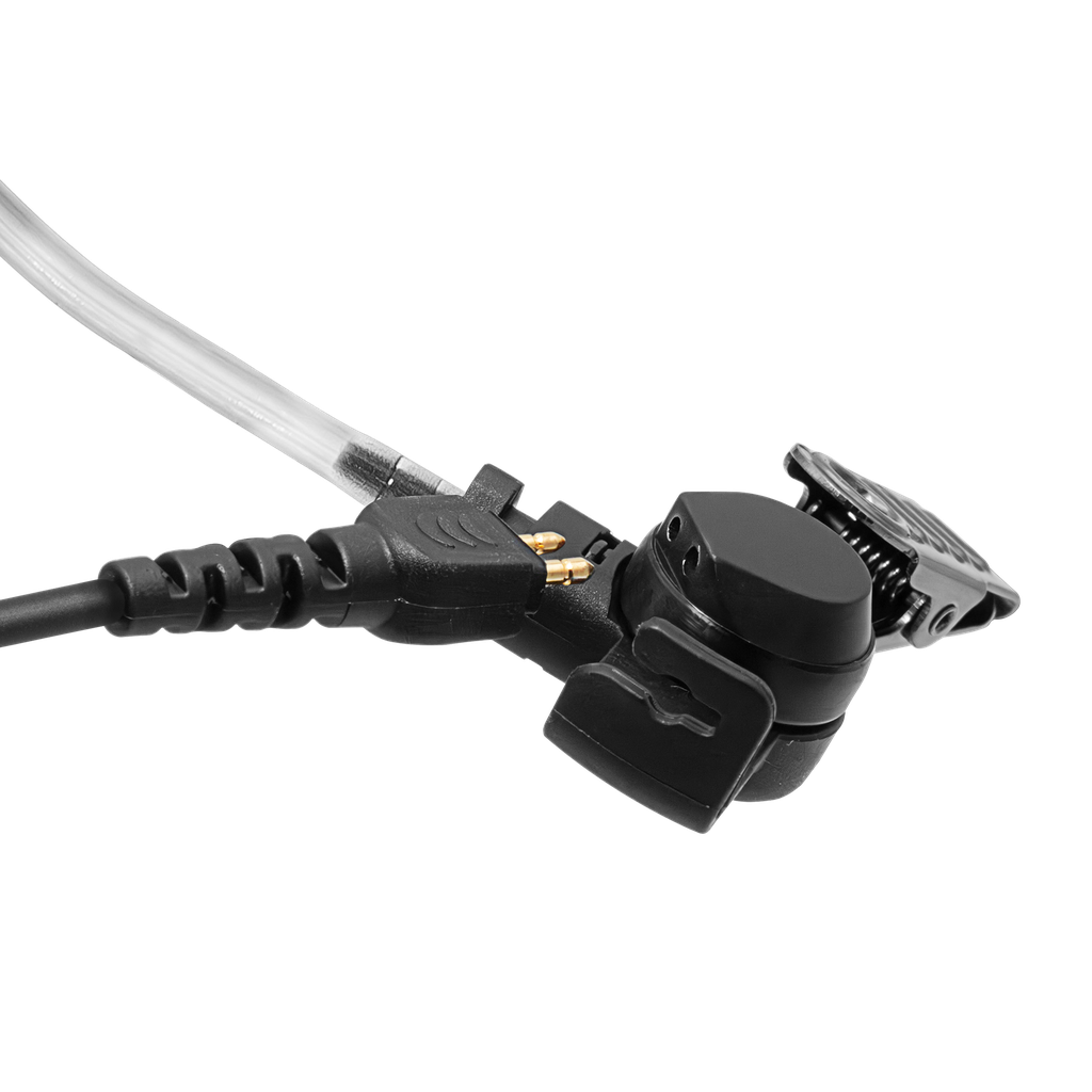 1-Wire Acoustic Tube Earpiece with 2 Lines Out Bottom of PTT/Mic - Econo Comms - The Earphone Guy LLC