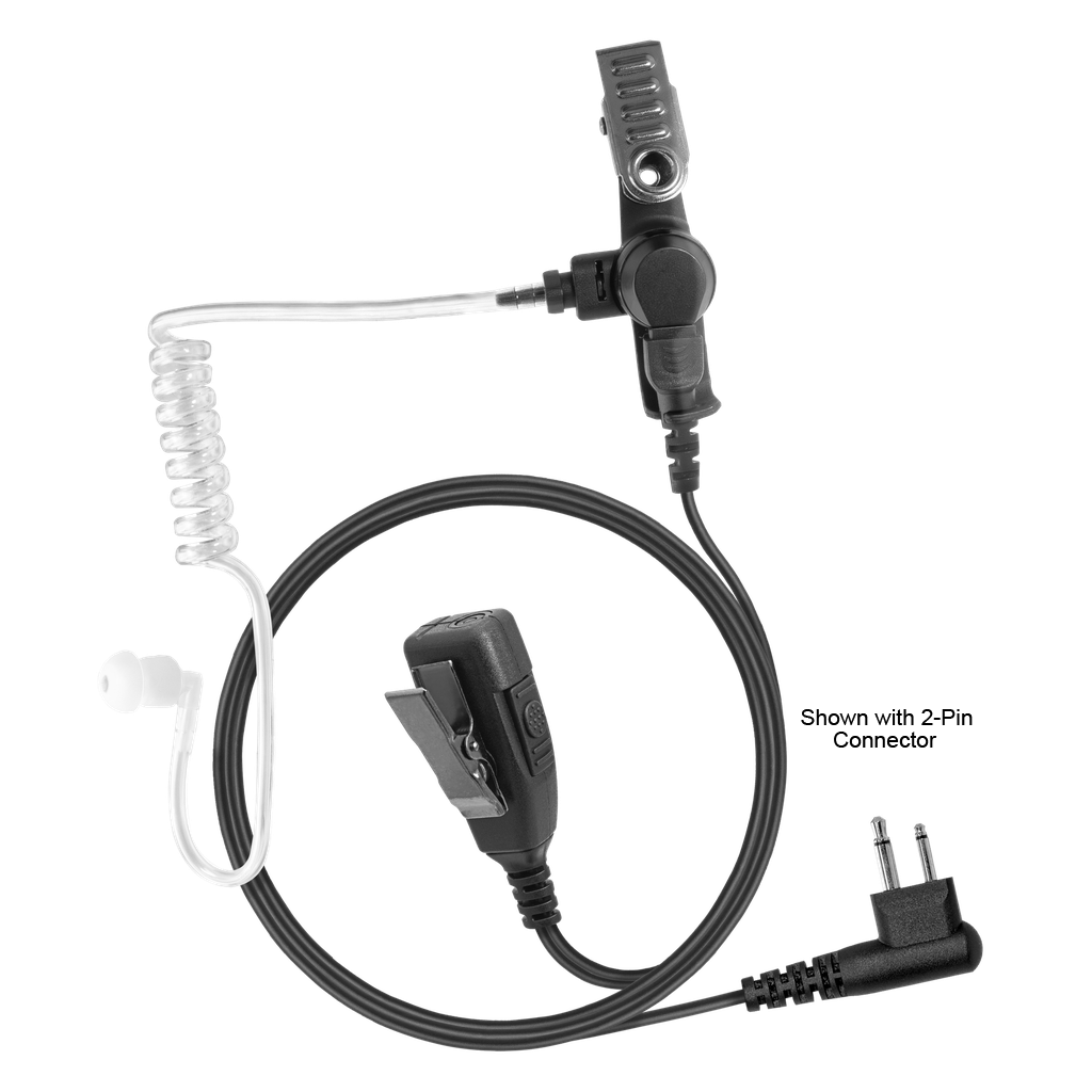 1-Wire Acoustic Tube Earpiece with 2 Lines Out Bottom of PTT/Mic - Econo Comms - The Earphone Guy LLC