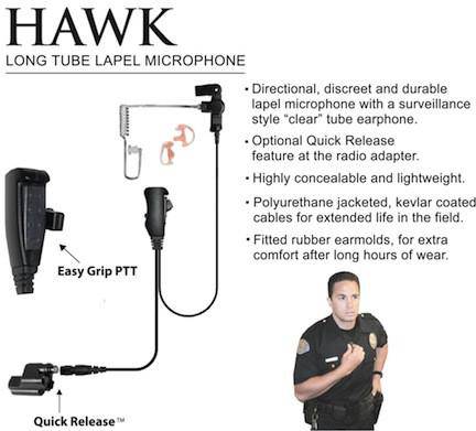 EP1327QR, Hawk, Lapel Mic, w/Quick Release fits Harris M/A COM - The Earphone Guy