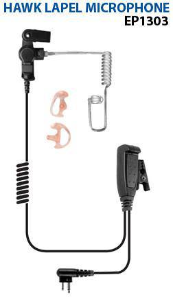 EP1327QR, Hawk, Lapel Mic, w/Quick Release fits Harris M/A COM - The Earphone Guy