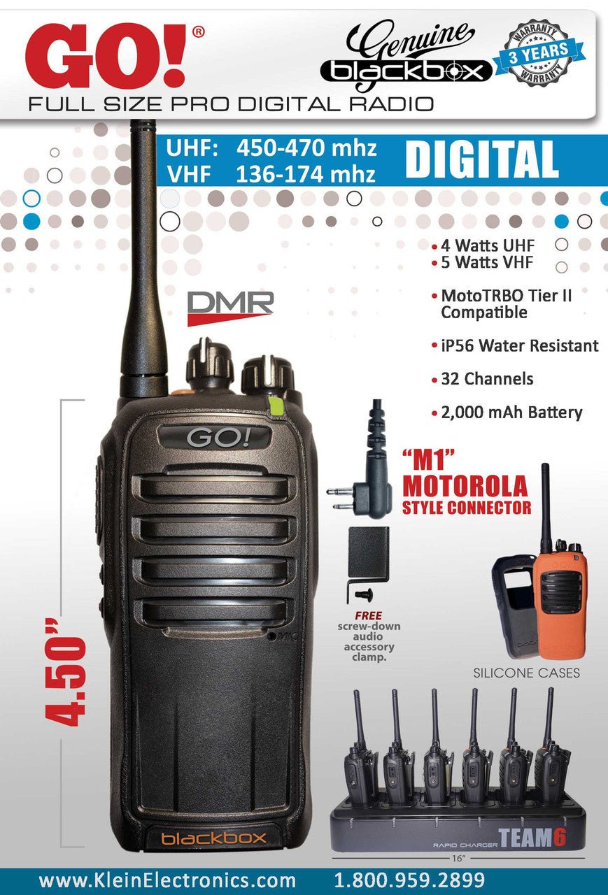 VHF Blackbox GO! Digital & Analog 2-Way Radio - The Earphone Guy