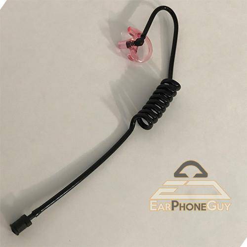 Black Acoustic Tube with Pink/Flesh Ear Insert Earmold for Earpiece and Lapel Mics - The Earphone Guy