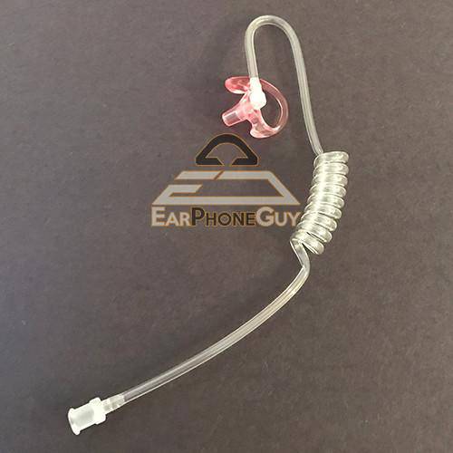 Clear Acoustic Tube with Pink/Flesh Ear Insert Earmold for Earpiece and Lapel Mics - The Earphone Guy