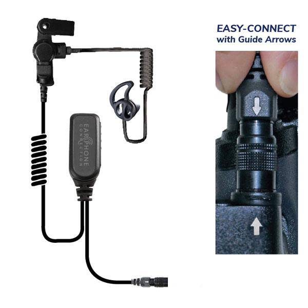EP1328ECBT Hawk Black Diamond Tactical Lapel Mic, w/Easy-Connect fits Harris M/A COM - The Earphone Guy