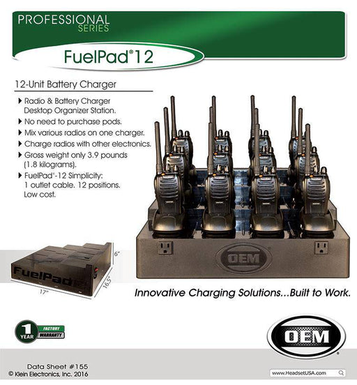 FuelPad12™ 12-Unit Battery Charger Organizer fits Blackbox Bantam - The Earphone Guy