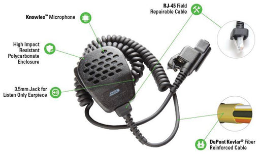 ARC S11035 Heavy Duty Speaker Microphone fit Motorola HT Series - The Earphone Guy